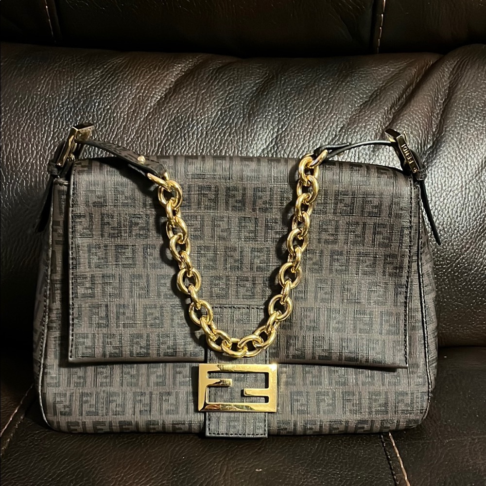 Fendi vintage FF Zucca Mama baguette Monogram Shoulder hand Bag